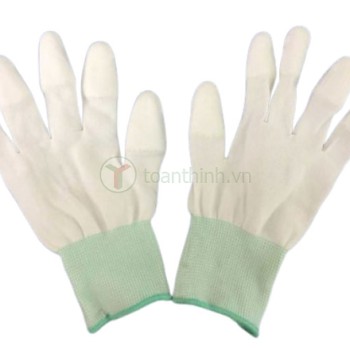 PU Fingertips Coated White Gloves